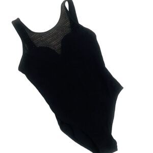Sol collective black one piece swimsuit stretch lace internal bralette size 8